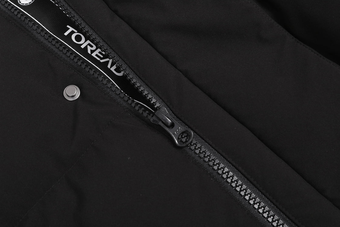 Long Down Coat with Advanced Heat Retention and Adjustable Features
