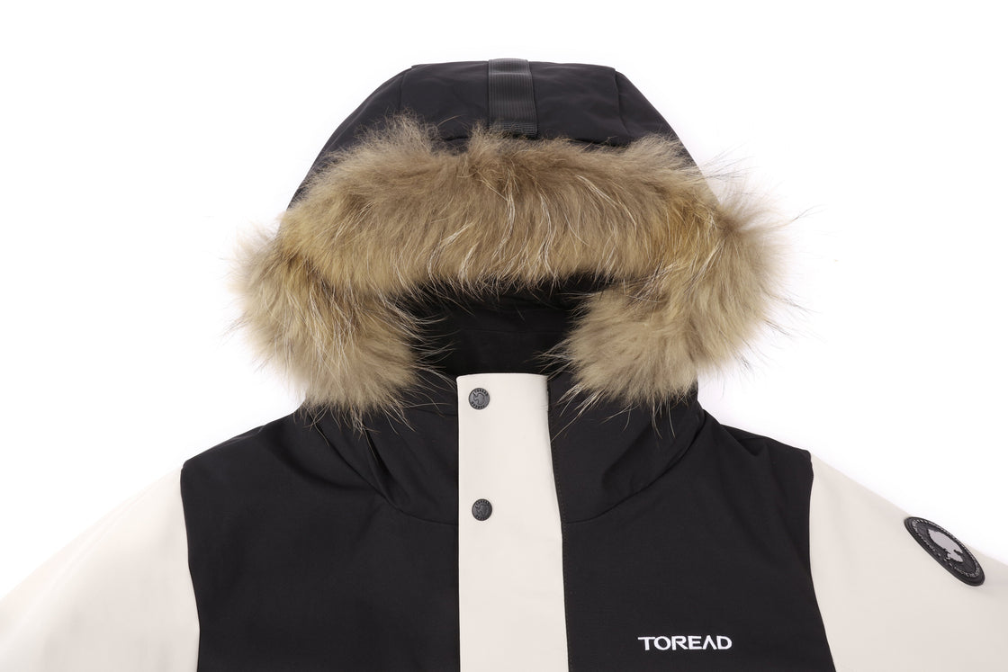 Men's Stylish Down Parka with Detachable Hood and Reflective Details