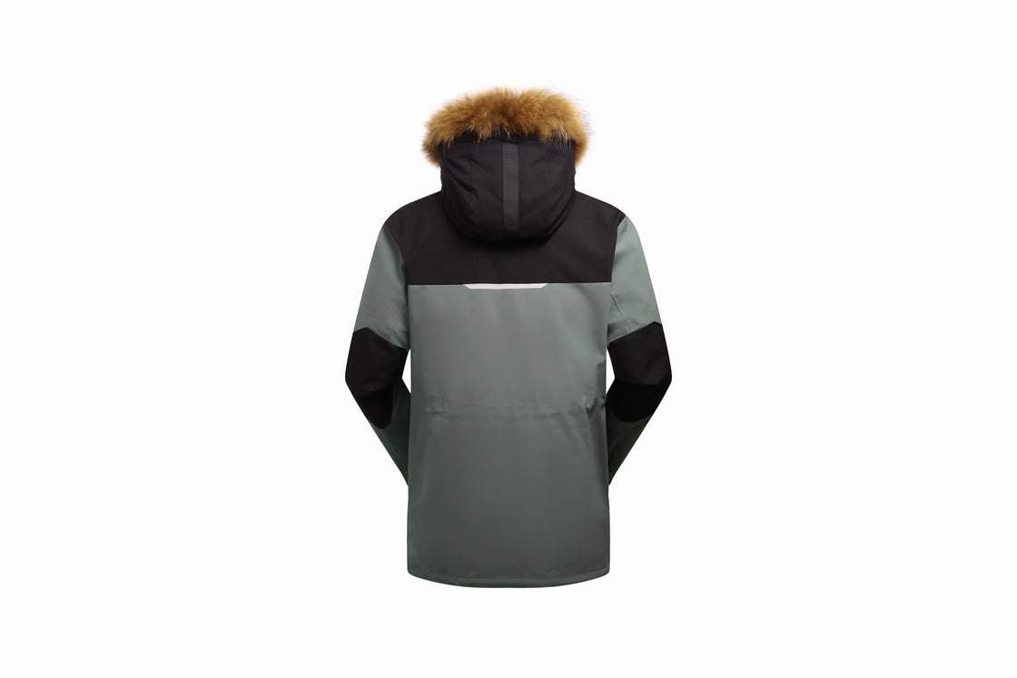Men's Stylish Down Parka with Detachable Hood and Reflective Details
