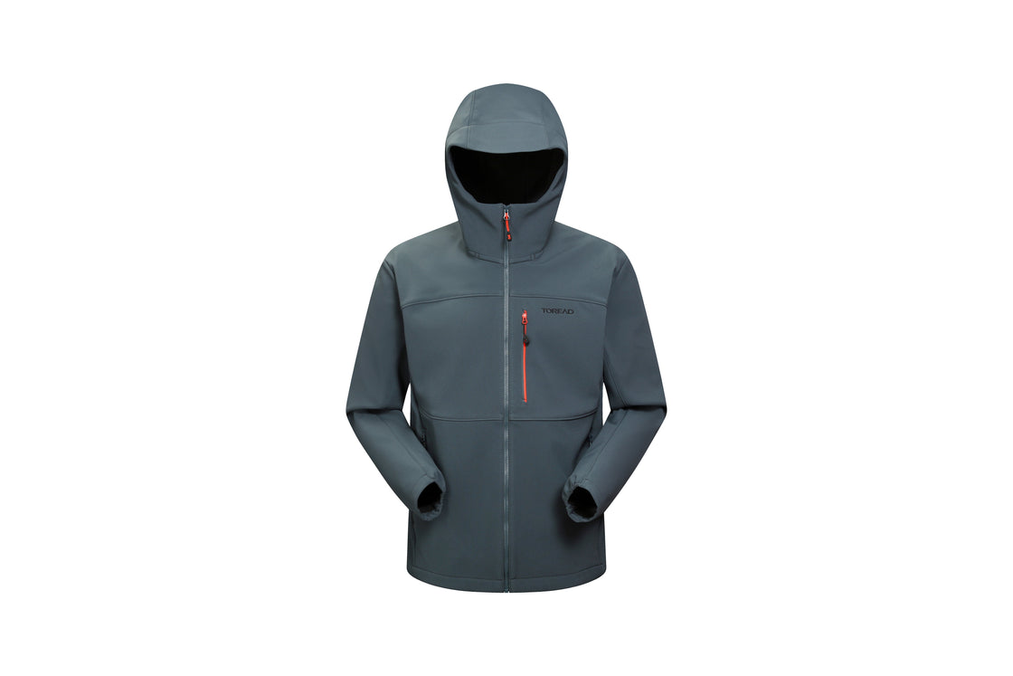 Men's Softshell Jacket Grid Texture, Weatherproof & Breathable