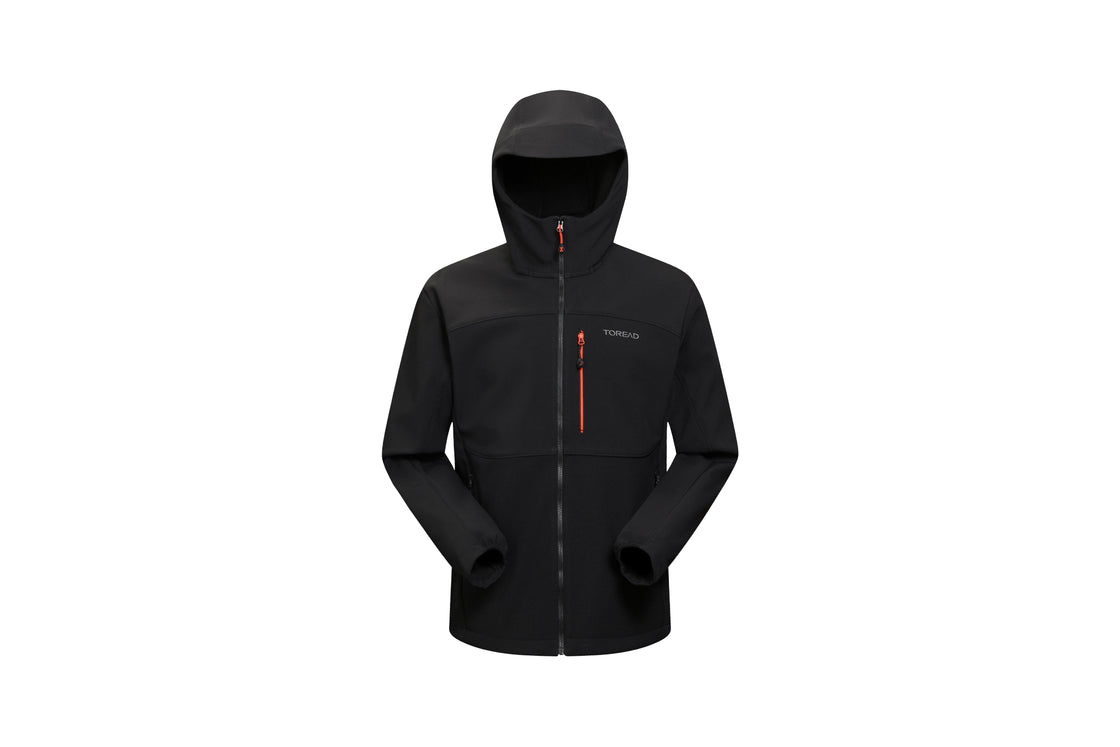 Men's Softshell Jacket Grid Texture, Weatherproof & Breathable