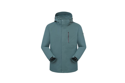 Men's Insulated Waterproof Jacket Twill Fabric with Matte Finish, Adjustable Features