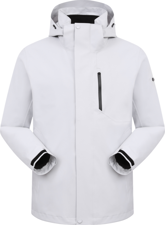 Men's Insulated Waterproof Jacket Twill Fabric with Matte Finish, Adjustable Features